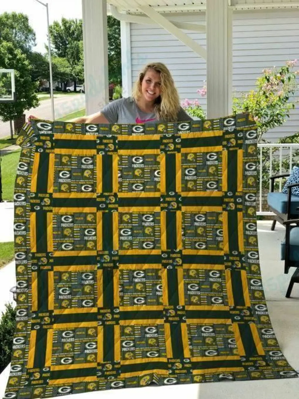 Green Bay Packers Quilt Blanket 07 and Home Decor