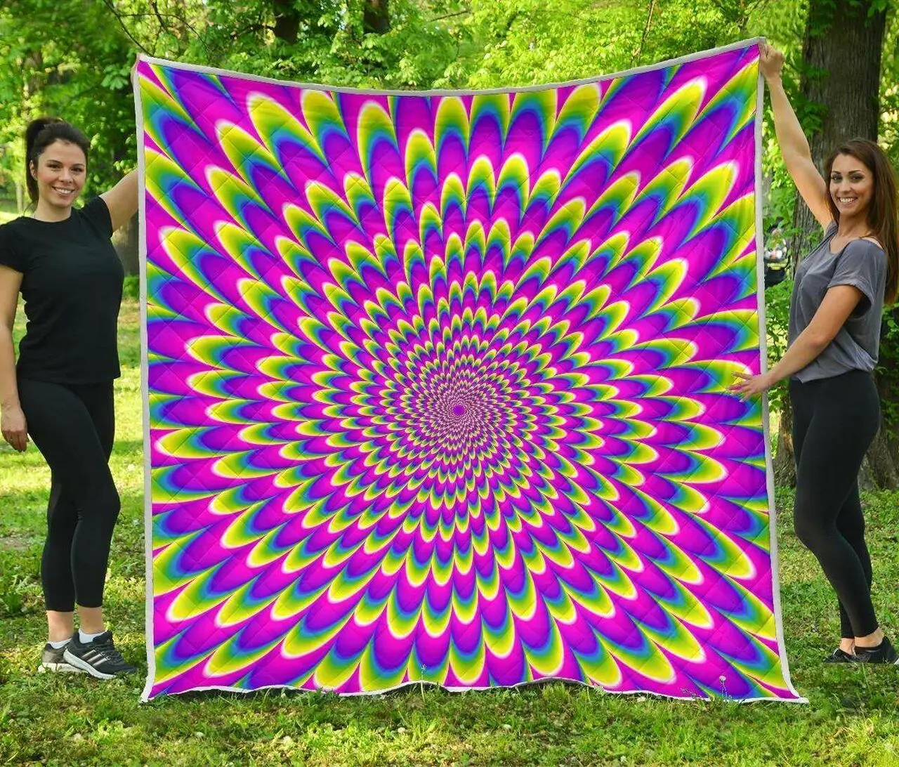 Green Wave Moving Optical Illusion Cl17100315Mdq Quilt Blanket and Home Decor