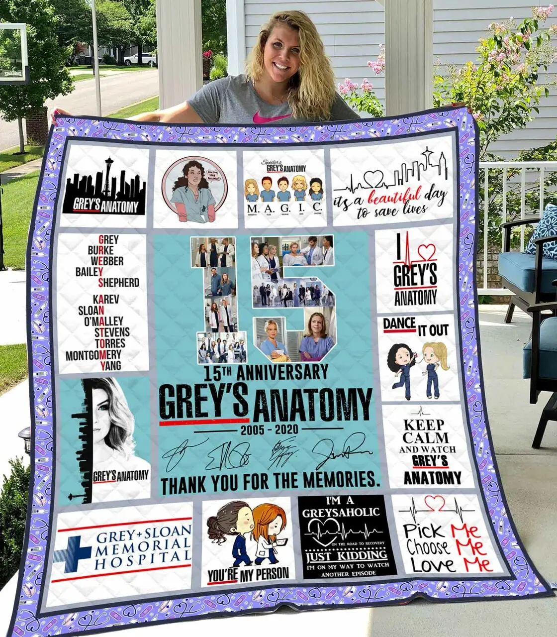 Greys Anatomy 15Th Anniversary H89 Quilt and Home Decor