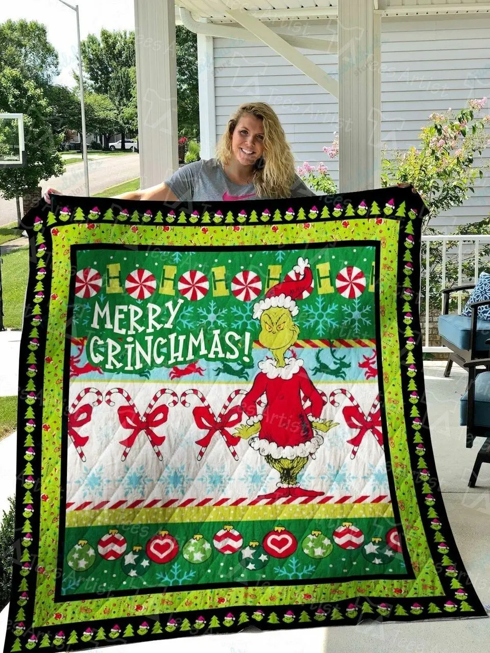 Grinch Quilt Blanket 01426 and Home Decor