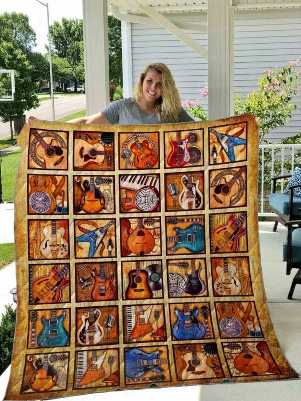 Guitar Cl14100245Mdq Quilt Blanket and Home Decor
