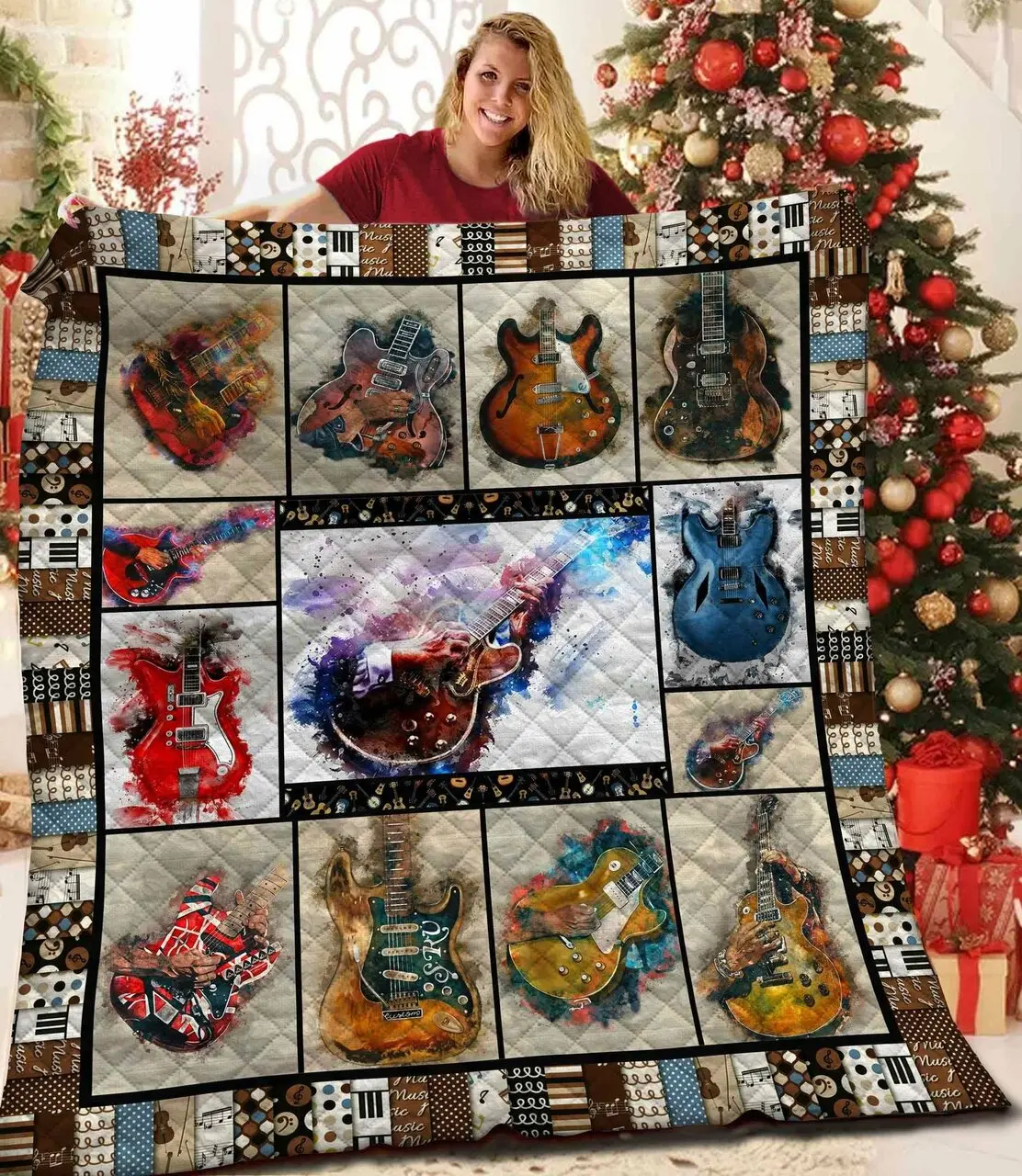 Guitar Quilt Xbw and Home Decor