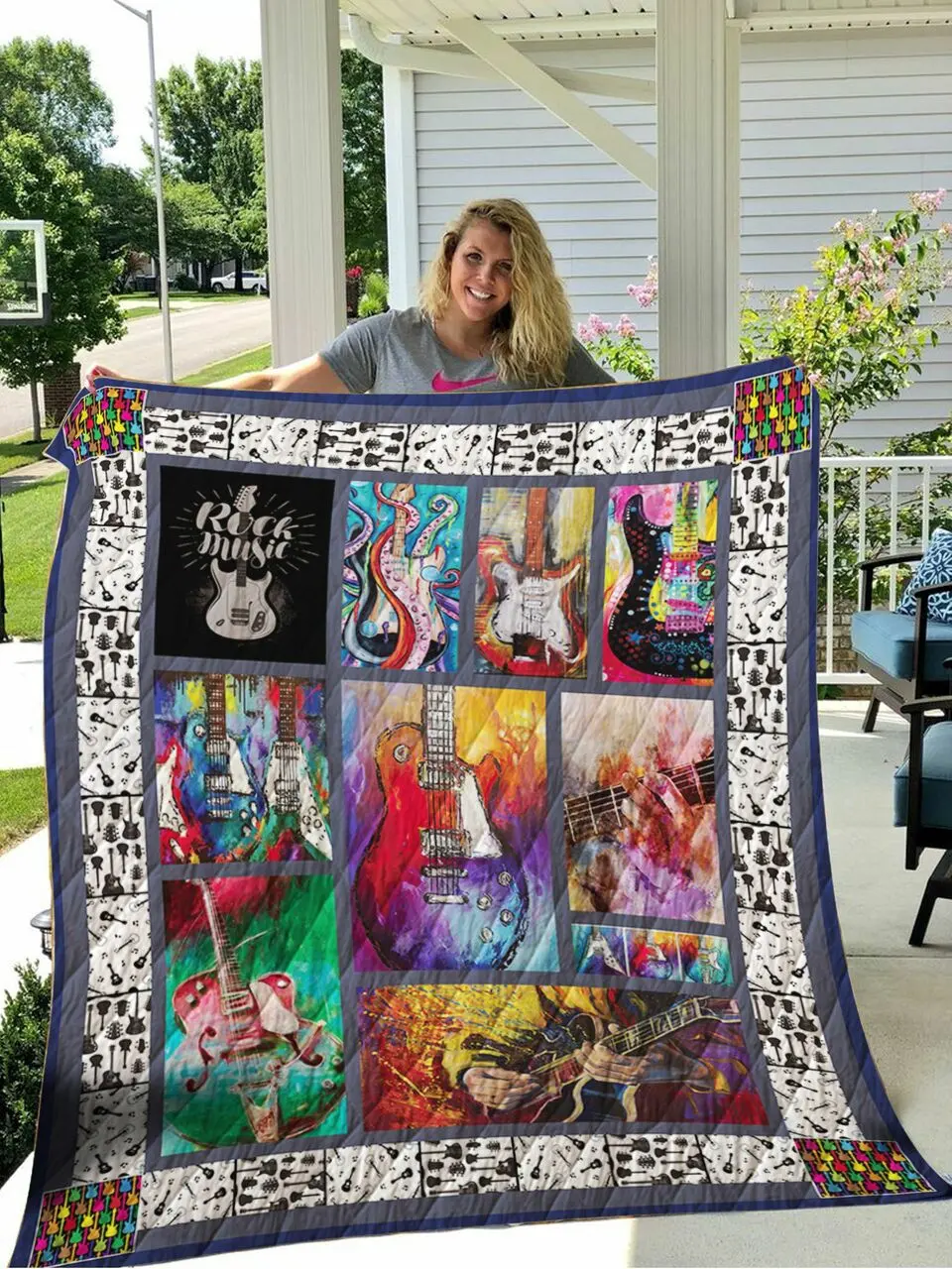 Guitarist Rock Music Quilt and Home Decor