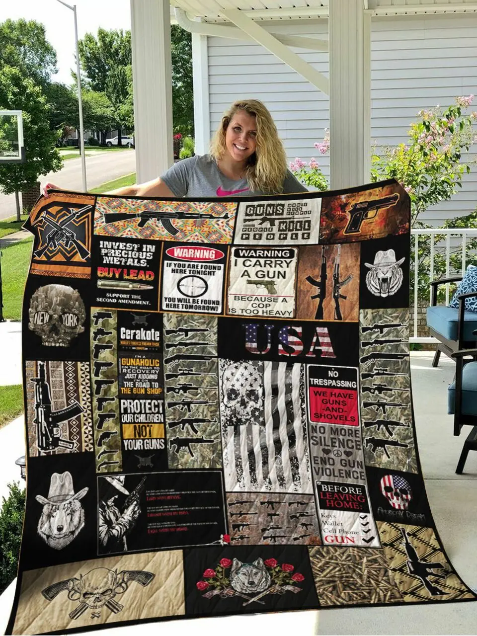 Gun Lovers 3D Personalized Customized Quilt Blanket 6 and Home Decor