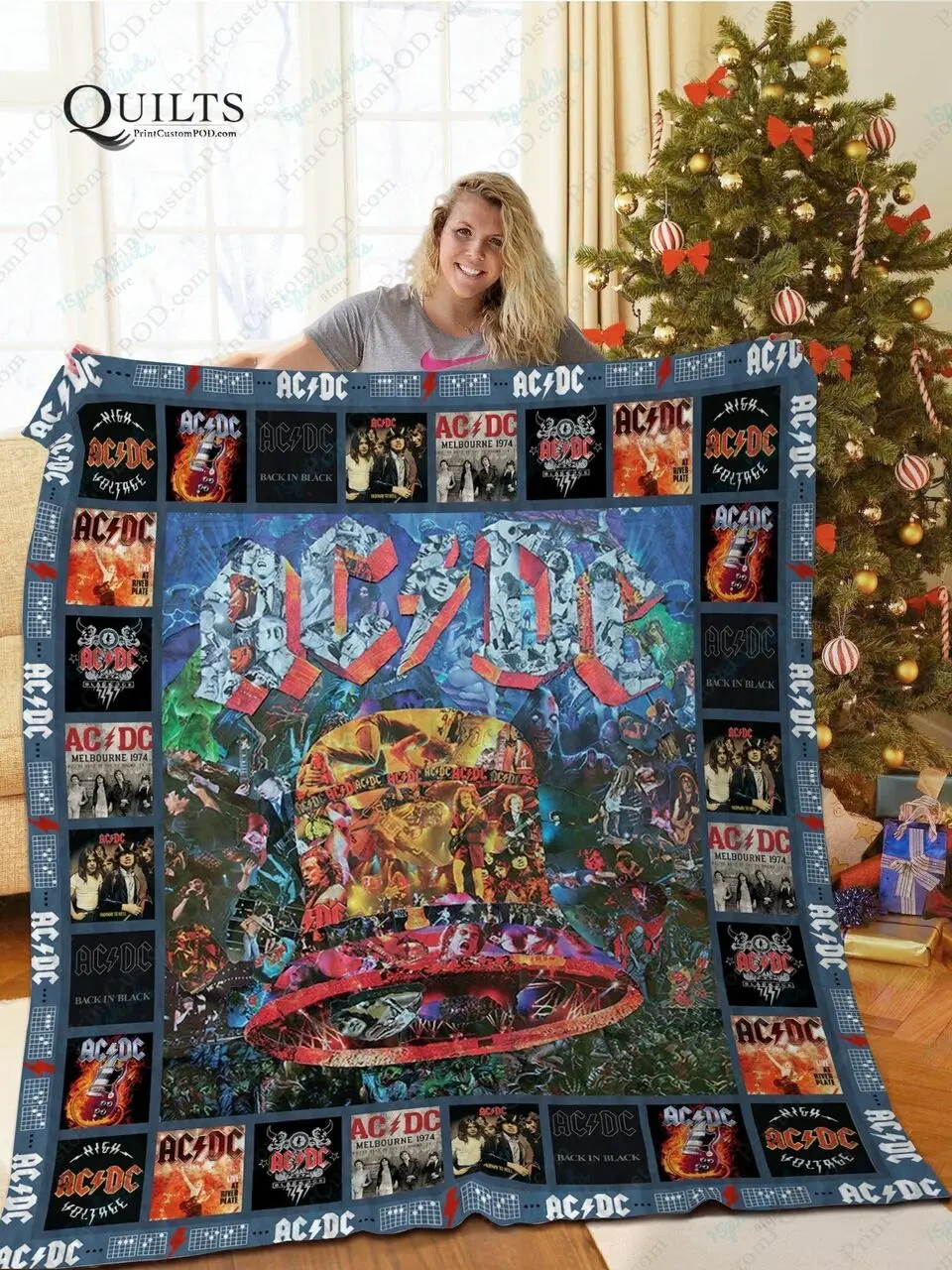 H Acdc Quilt Blanket For Fan and Home Decor