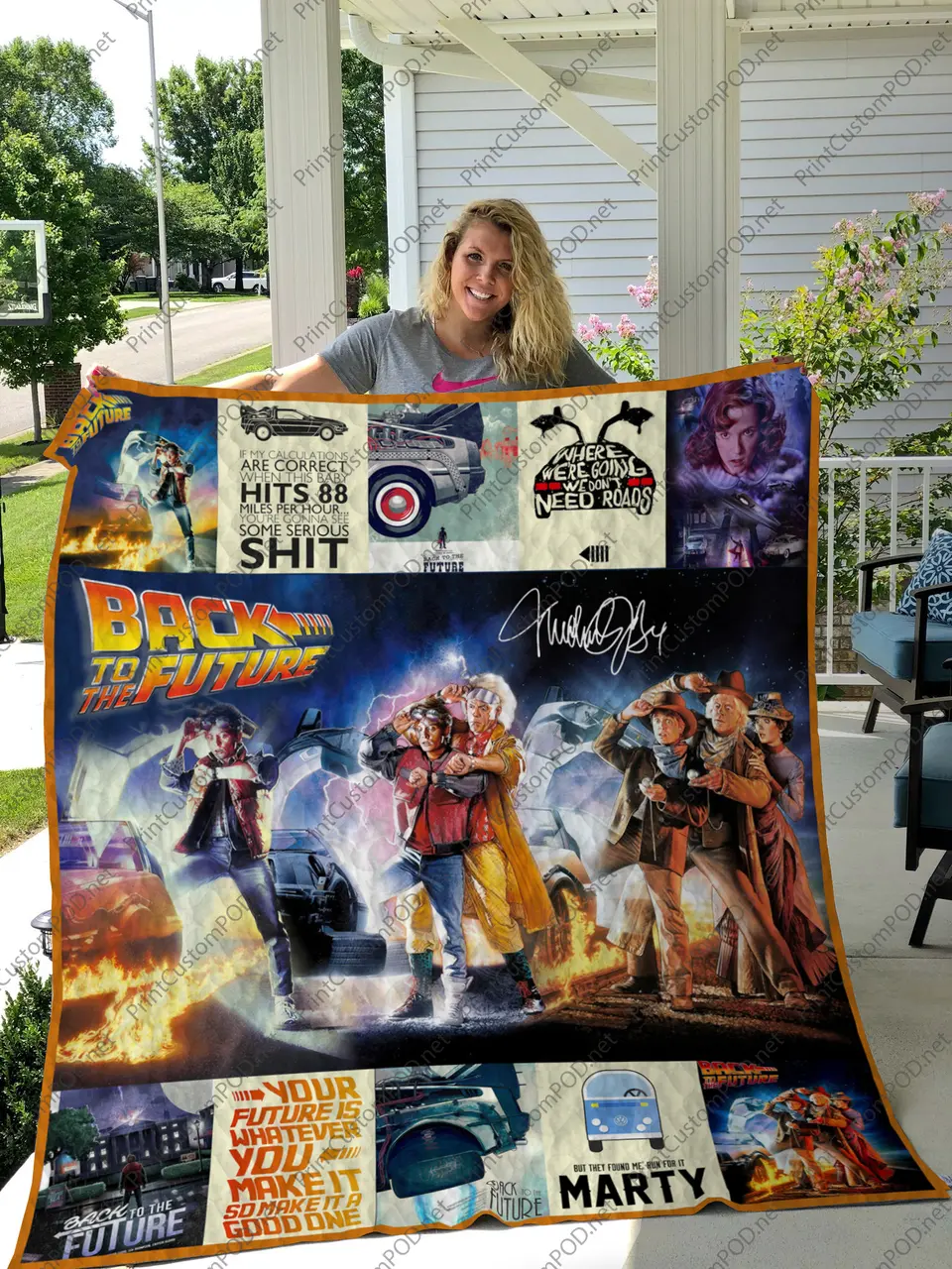 H Back To The Future 2 Quilt Blanket and Home Decor