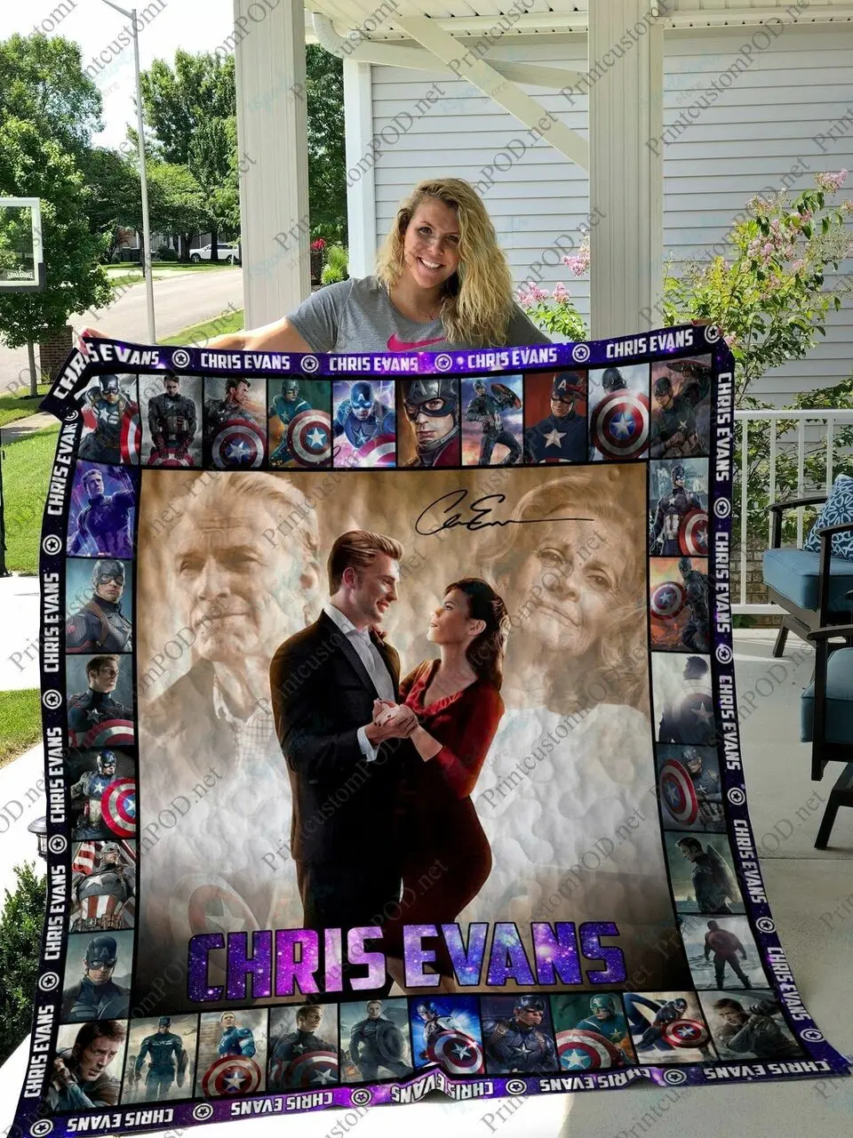 H Captain American Quilt Blanket Ver 9 and Home Decor