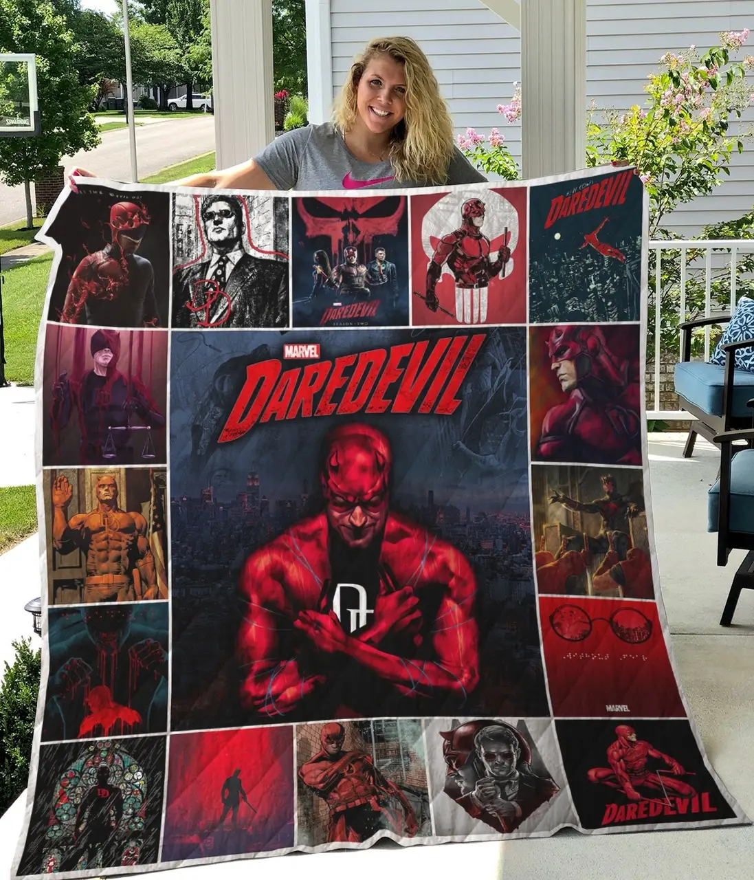 H Daredevil Quilt Blanket and Home Decor