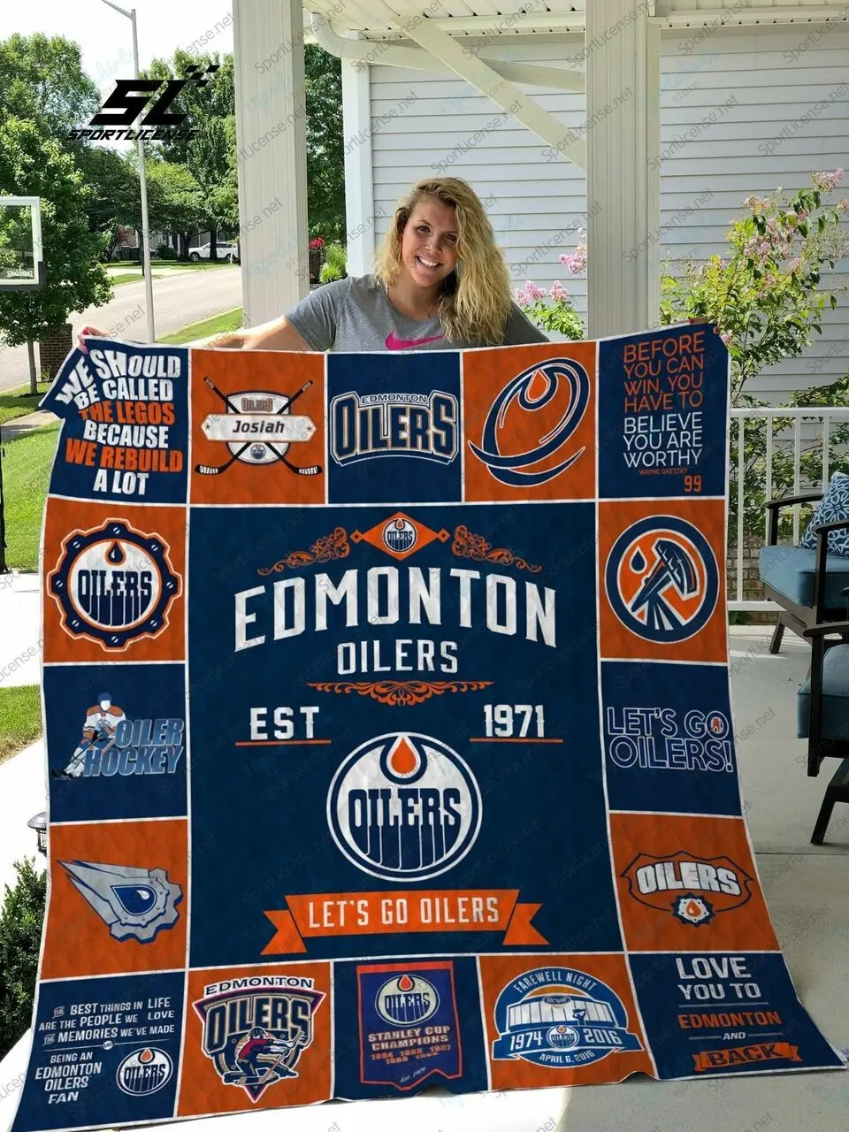 H Edmonton Oilers 17 Quilt Blanket and Home Decor