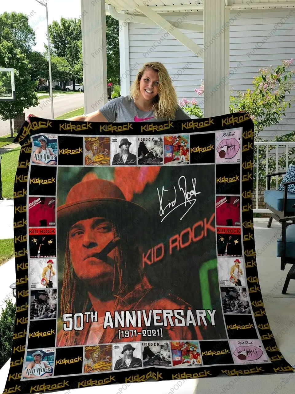 H Kid Rock Anniversary Quilt Blanket Ver 8 and Home Decor