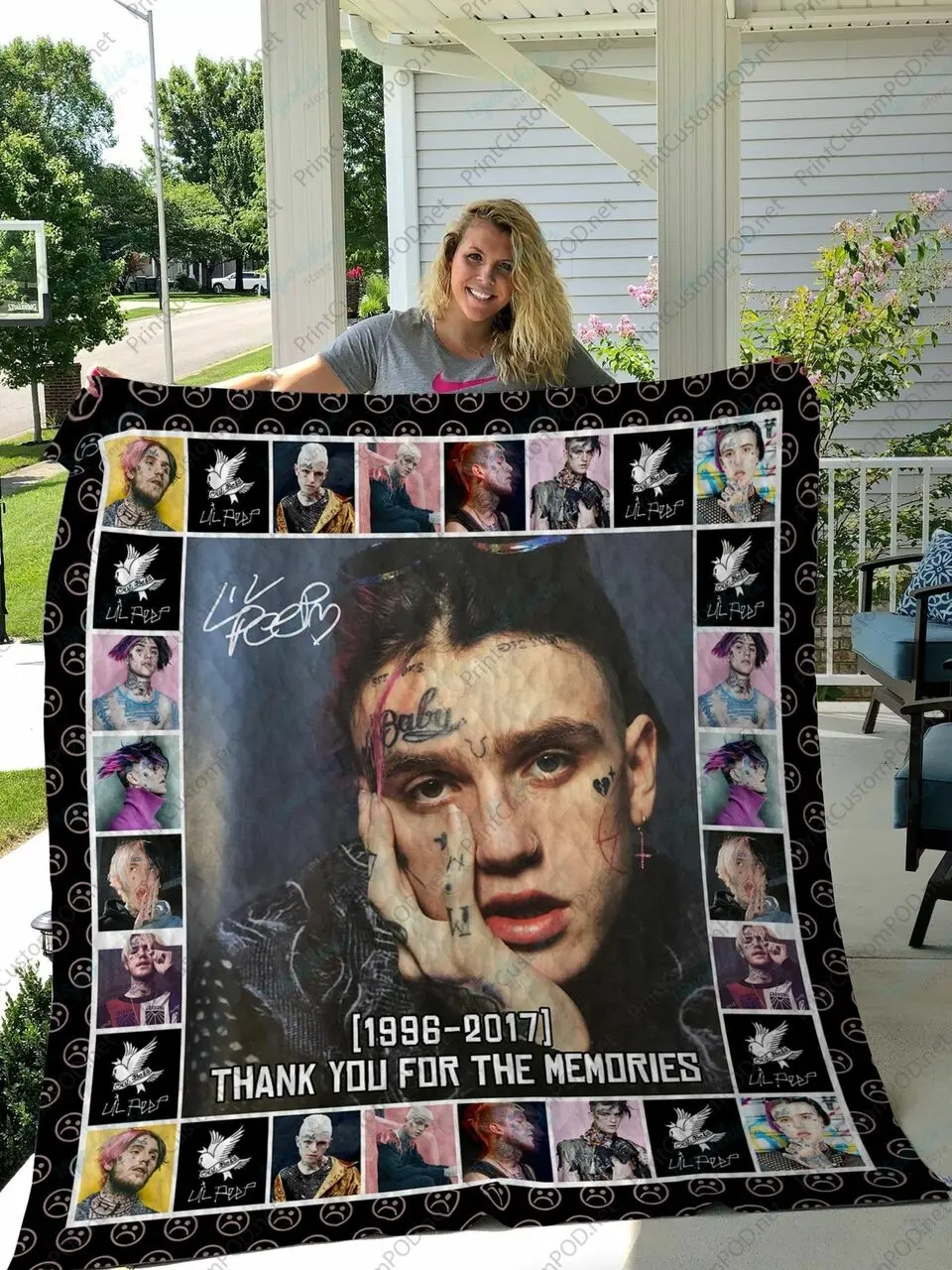H Lil Peep Quilt Blanket Ver 8 and Home Decor