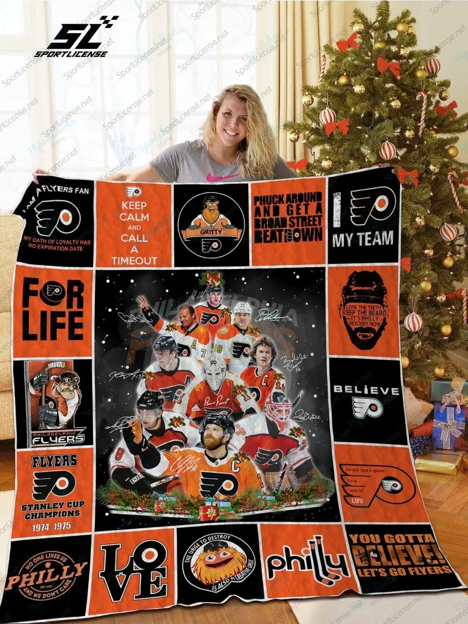 H Pflyers Lg Christmas Quilt Blanket and Home Decor