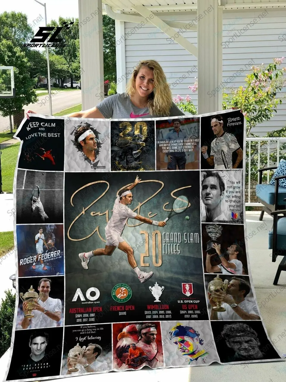 H Roger Federer Quilt Blanket and Home Decor