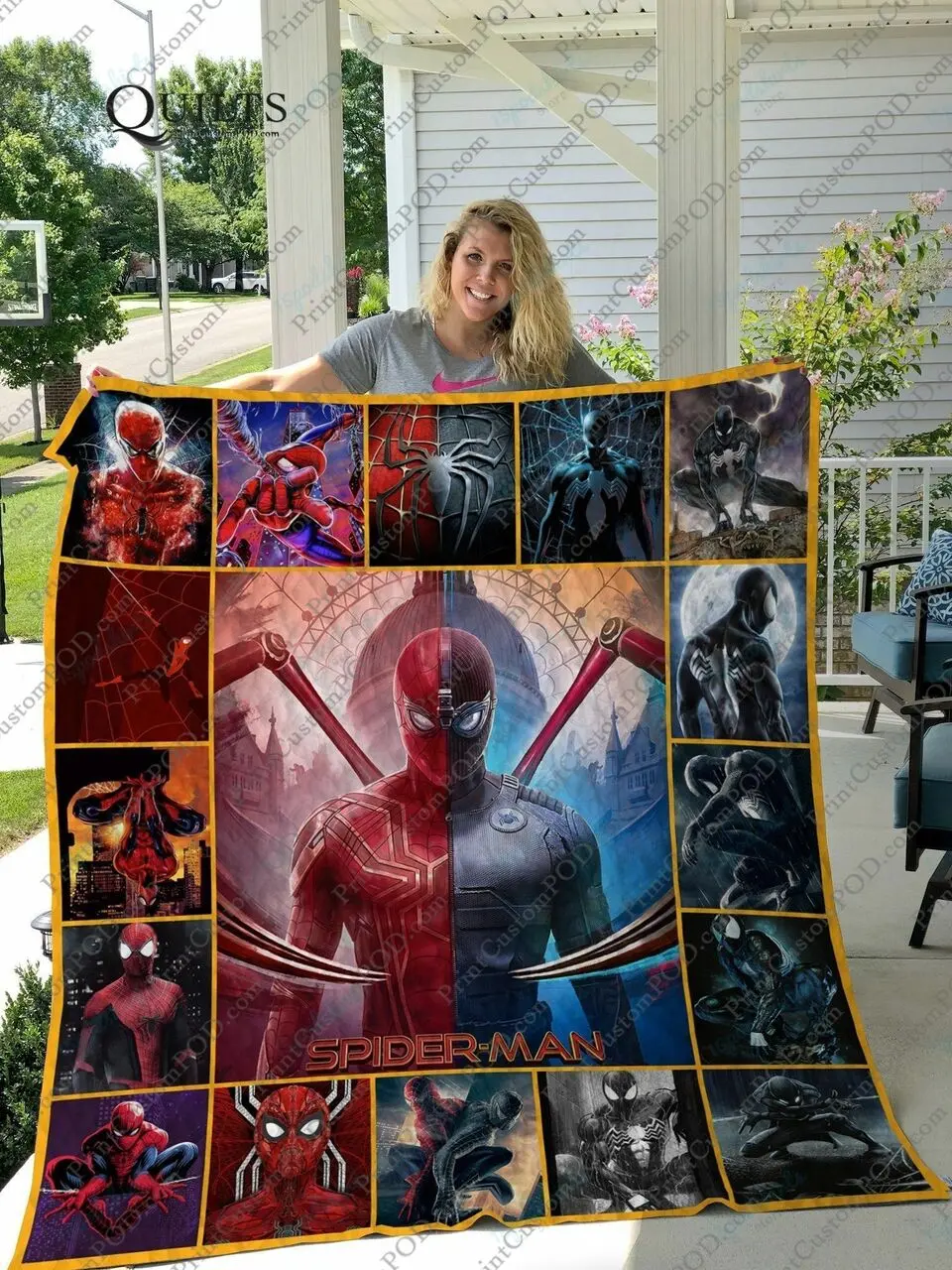 H Spider Man Quilt Blanket Ver 1 and Home Decor