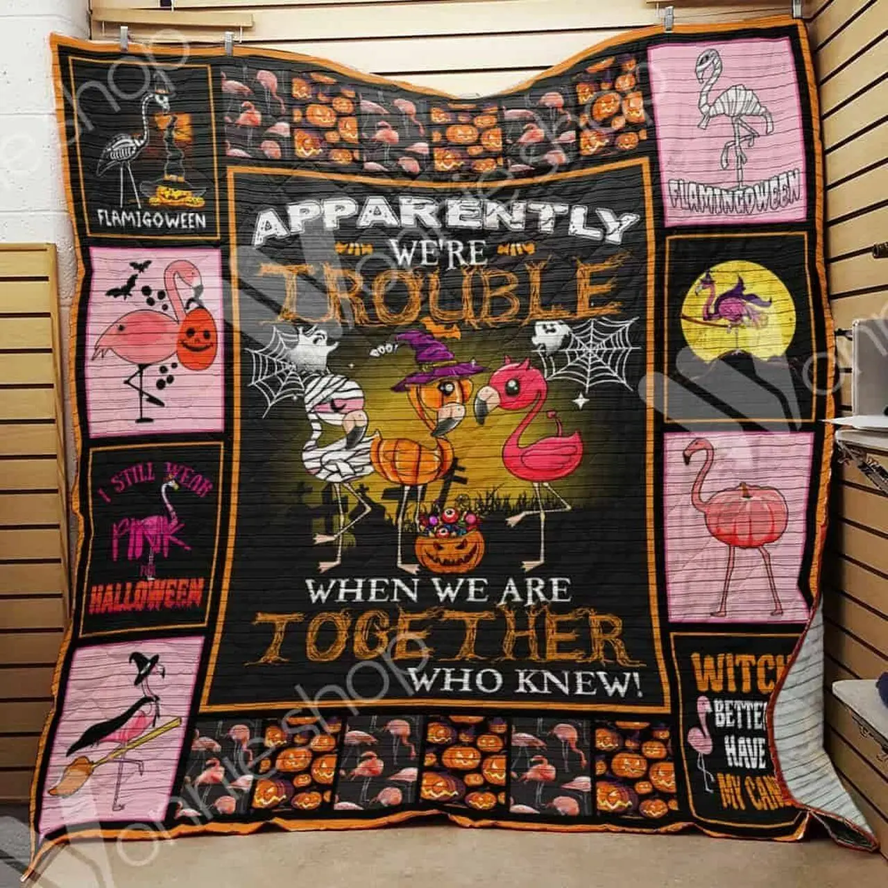 Halloween Flamingo Ee Quilt Inkpgr and Home Decor