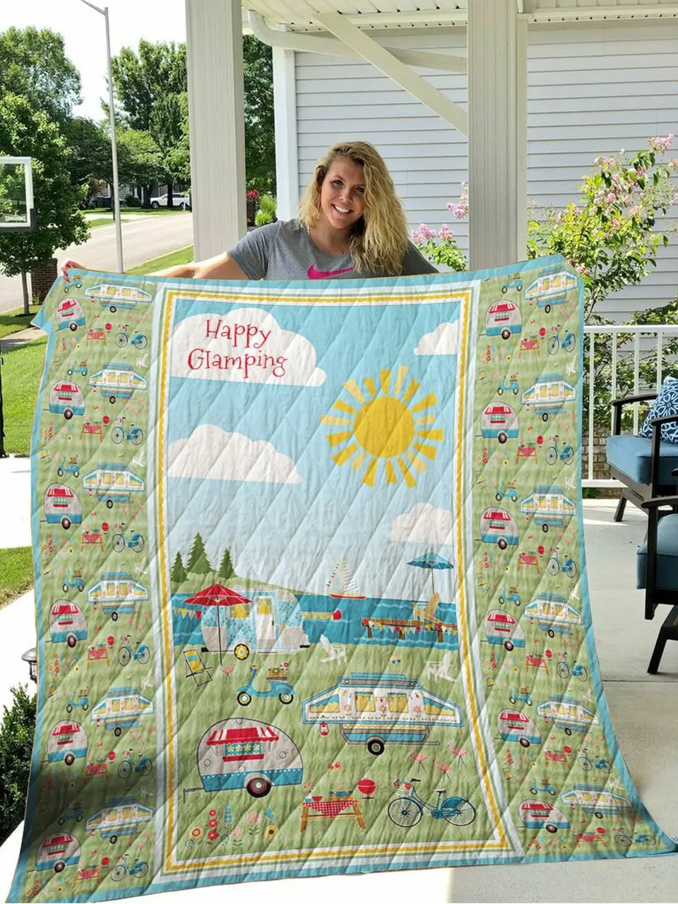 Happy Camping 3D Personalized Customized Quilt Blanket 36 and Home Decor