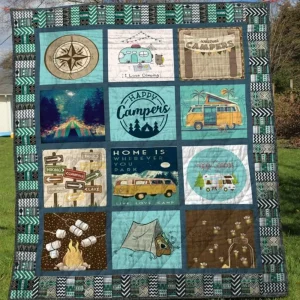 Happy Camping Quilt Blanket Quilt and Home Decor