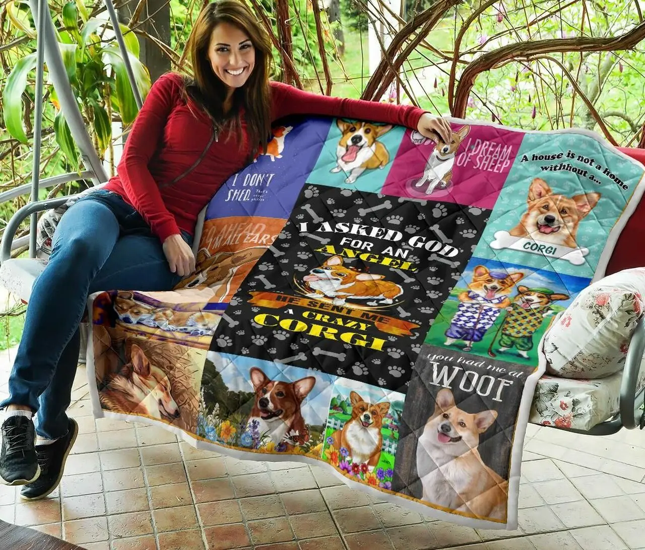 He Sent Me A Crazy Corgi Quilt Blanket Dhc020120189Td and Home Decor