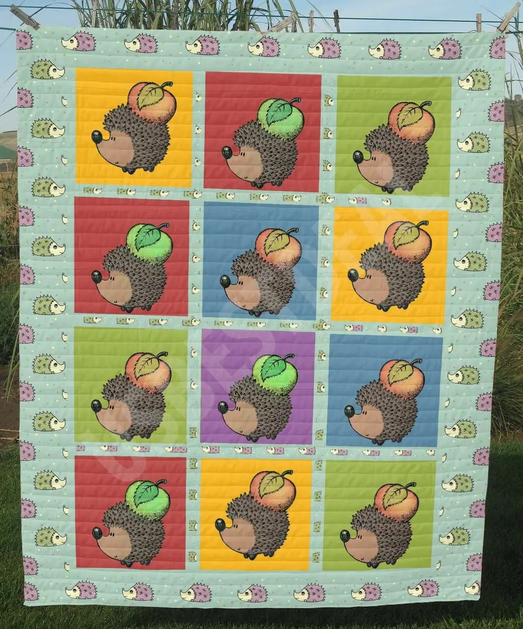 Hedgehog Apple Boy Clt270631 Quilt Blanket and Home Decor