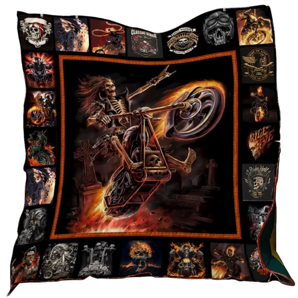 Hell Rider Motorcycles Washable Quilt 0401-03 and Home Decor
