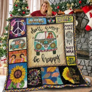 Hippie Be Happy 3D Customized Quilt and Home Decor