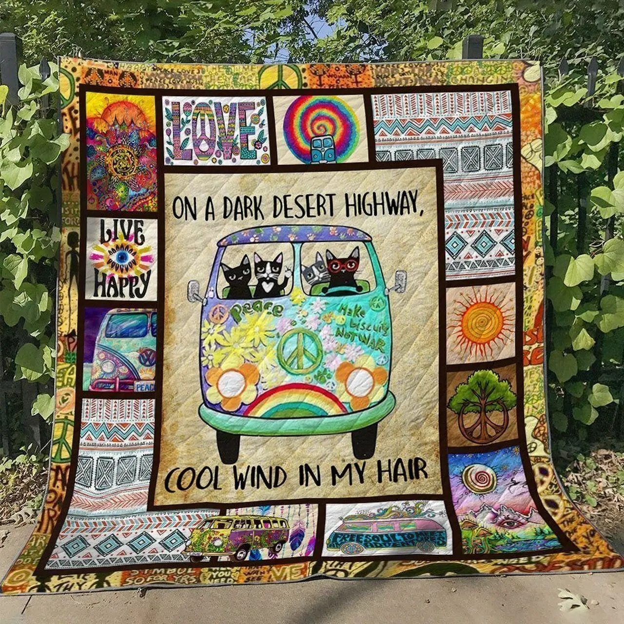 Hippie Bi020804C Tbg Quilt Blanket and Home Decor