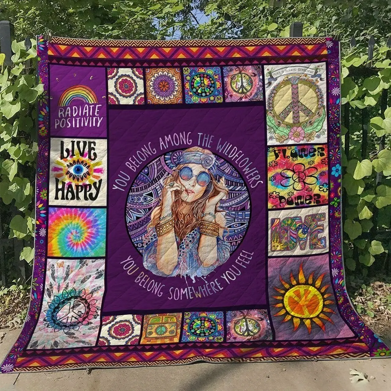 Hippie Bi170702B Tbg Quilt Blanket and Home Decor
