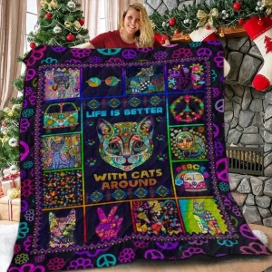 Hippie Cat The Sun 3D Customized Quilt and Home Decor