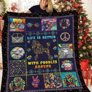 Hippie Poodle V1 3D Customized Quilt and Home Decor