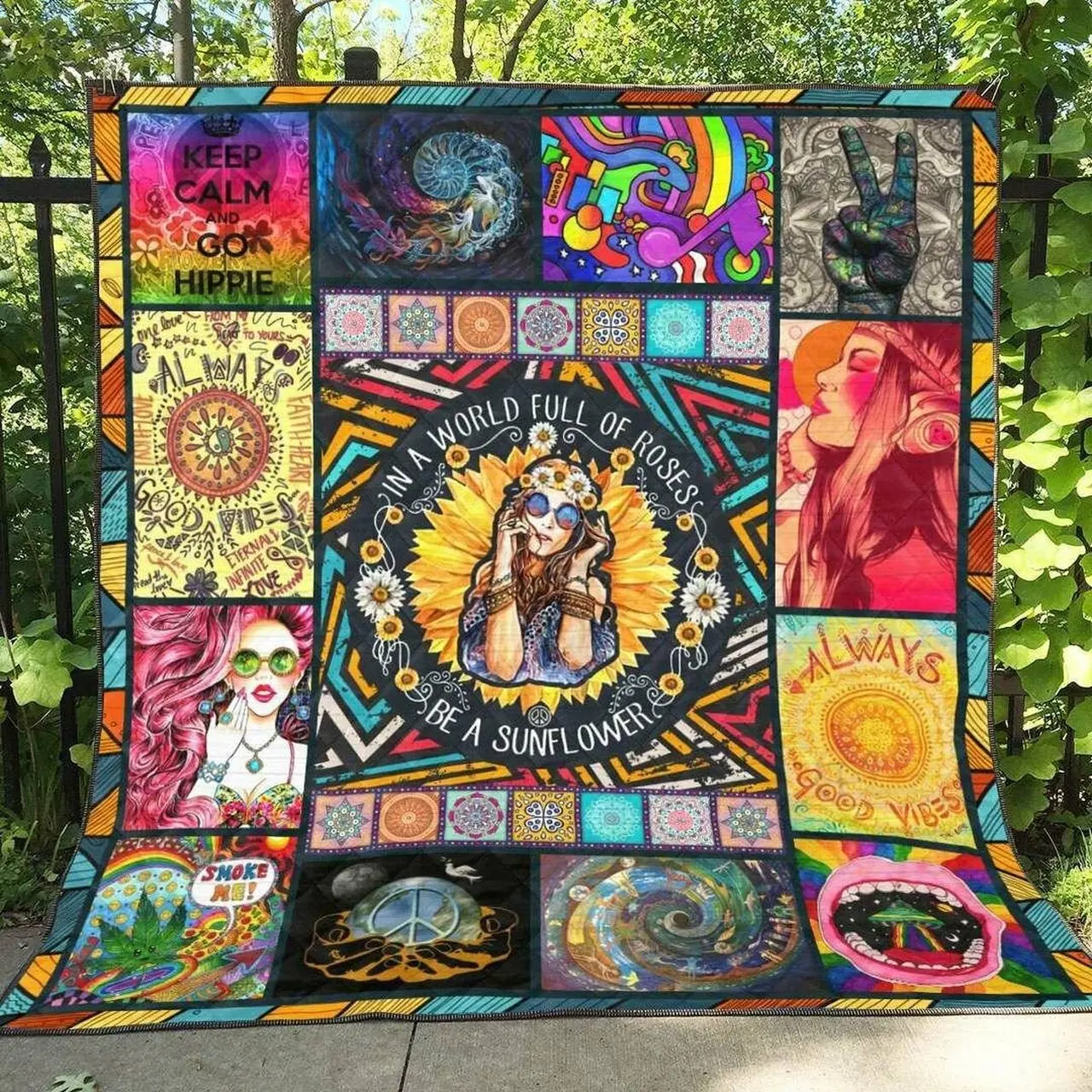 Hippie Qh050802C Tbg Quilt Blanket and Home Decor