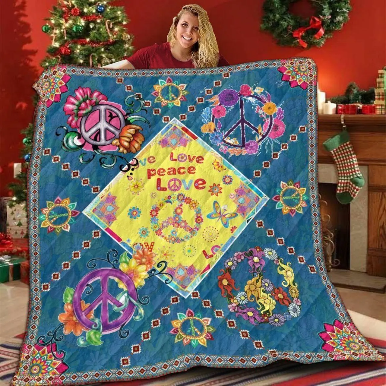Hippie Sign Por Per 3D Customized Quilt and Home Decor