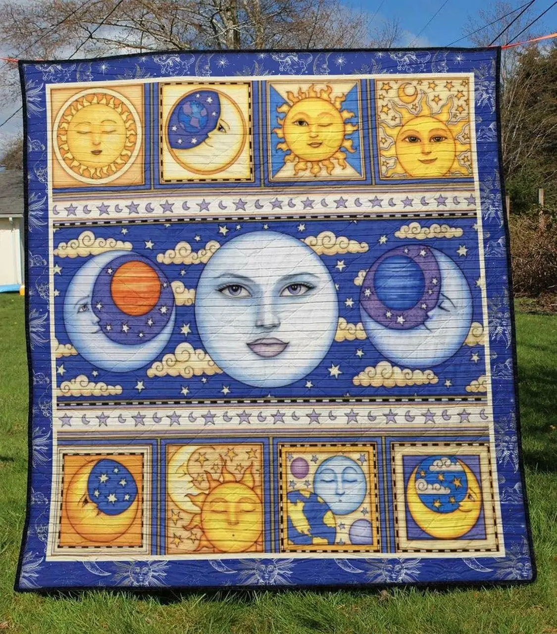 Hippie Sun And Moon Tu030707A Quilt Blanket and Home Decor