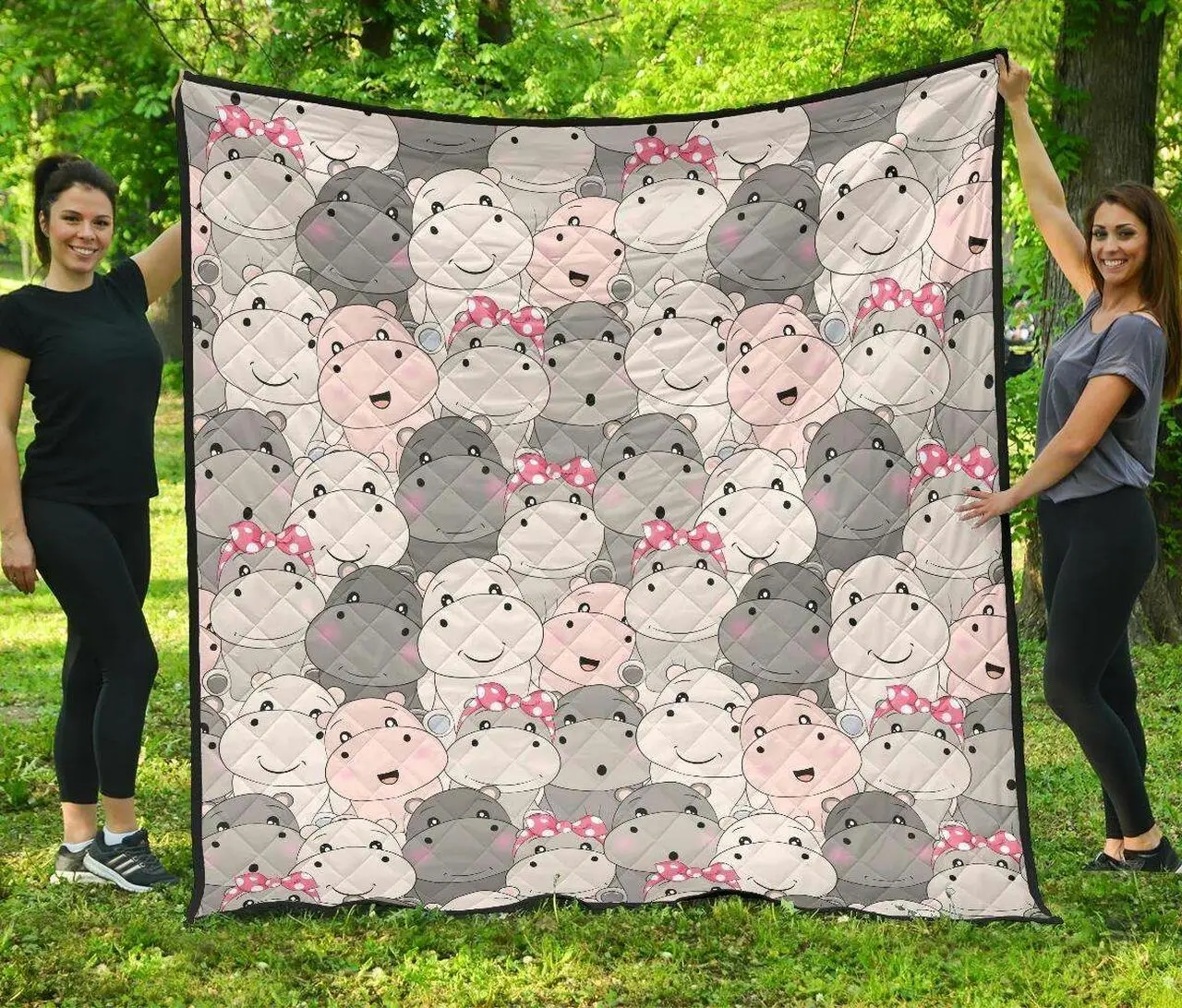 Hippo Cute Cl12100364Mdq Quilt Blanket and Home Decor