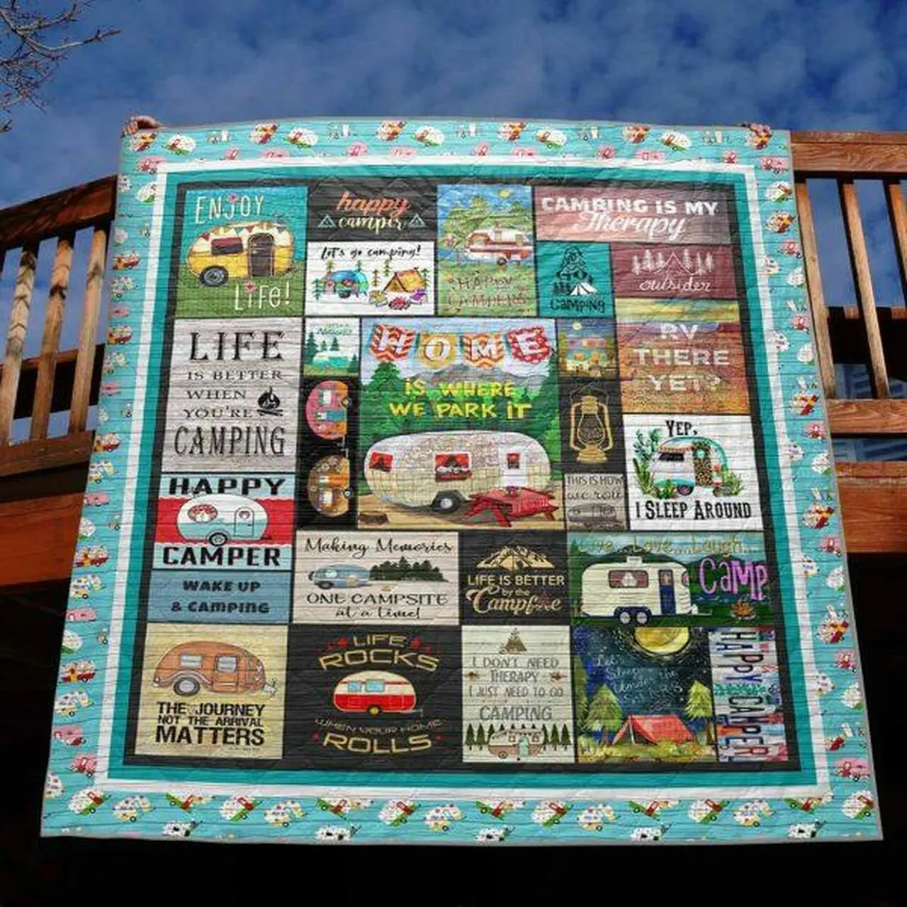 Home Is Where We Park It Quilt Blanket Th19 Quilt and Home Decor