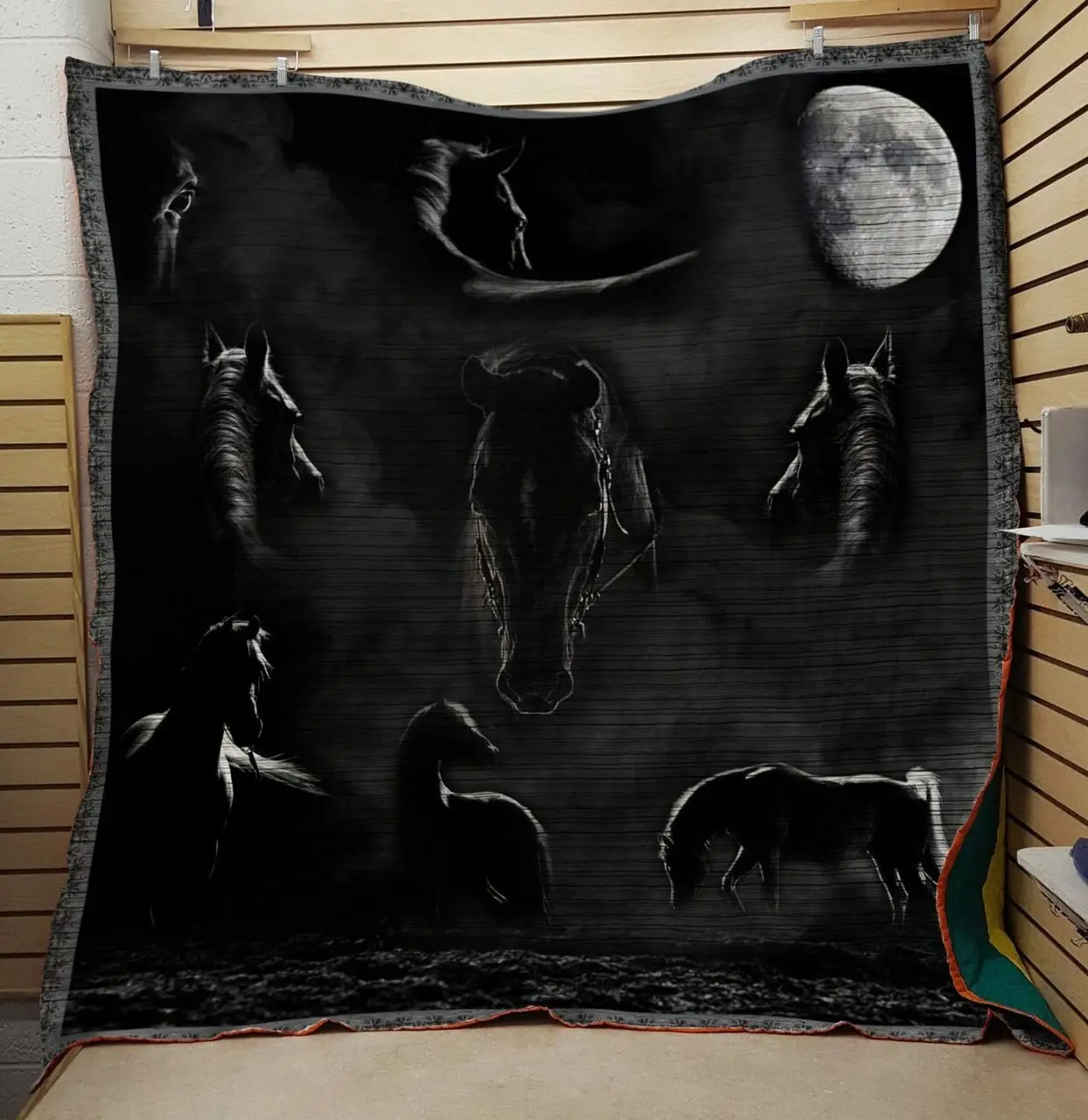 Horse Black Quilt and Home Decor