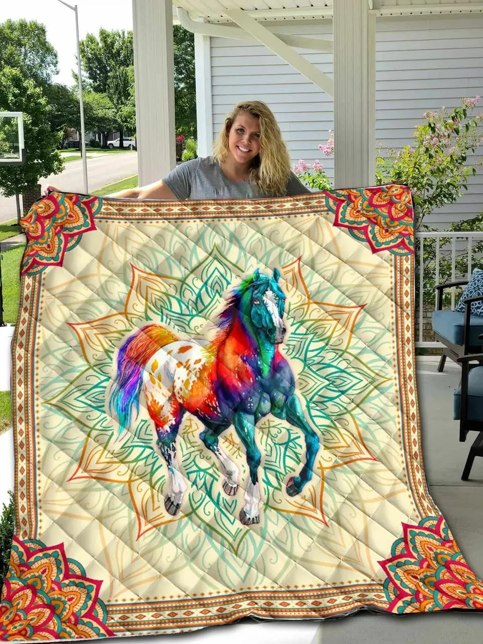 Horse Mandala JM16 NTTH011298 3D Customized Quilt and Home Decor