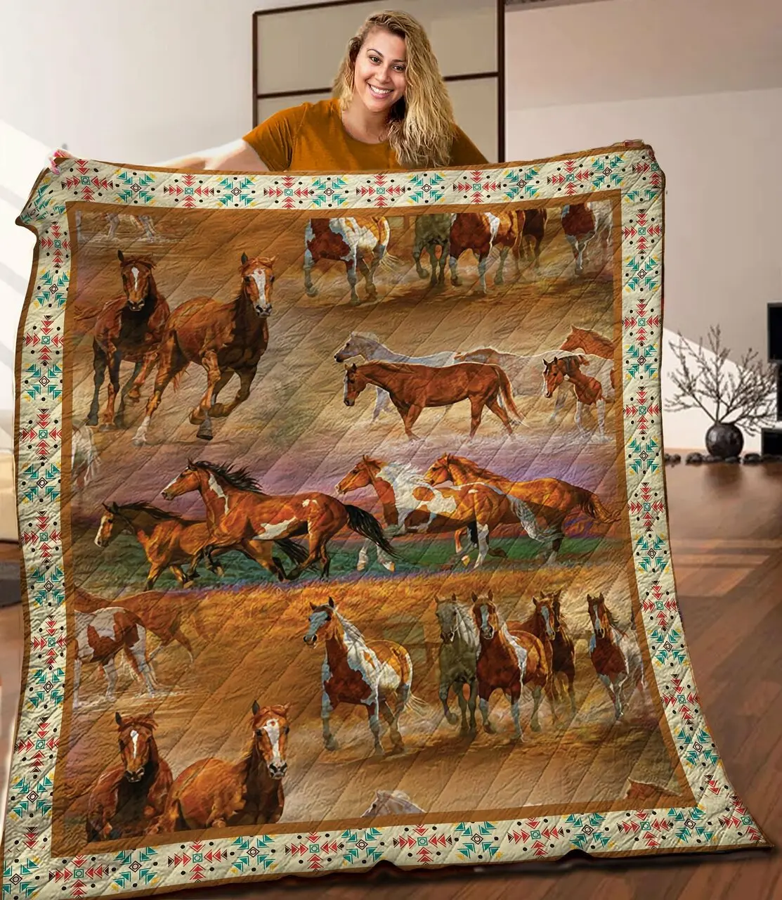 Horse Quilt Blanket C9B010606Na and Home Decor