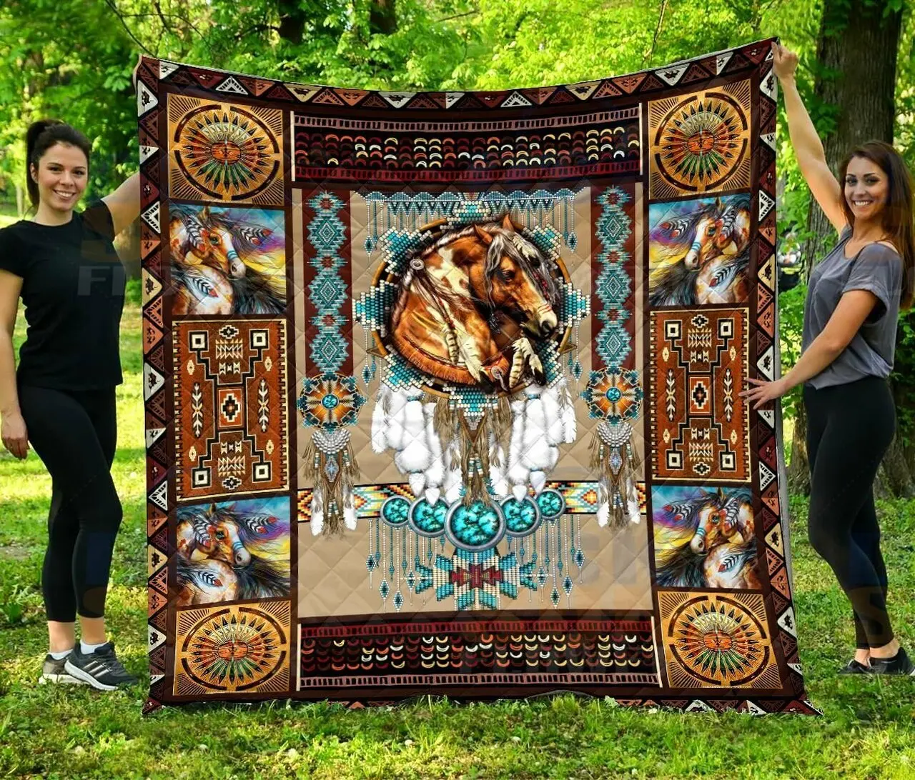 Horse – Quilt Native American Id1-L and Home Decor