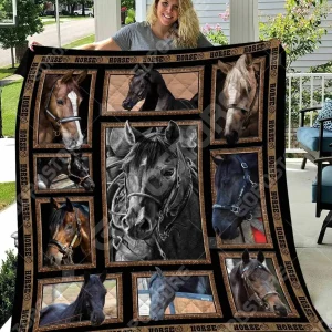 Horse The Moon 3D Customized Quilt and Home Decor