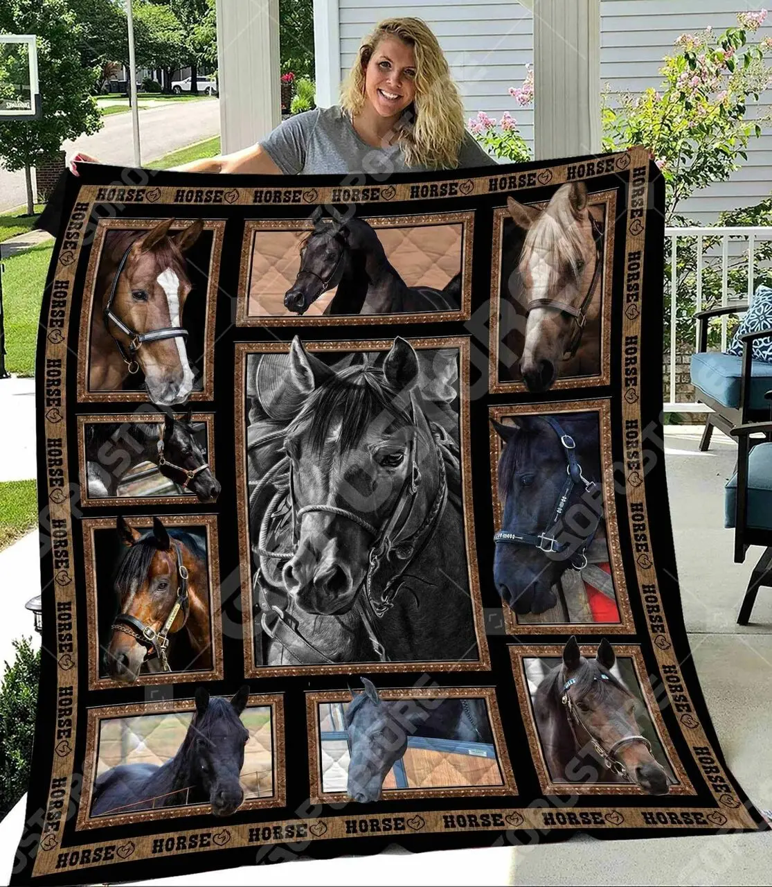 Horse The Moon 3D Customized Quilt and Home Decor