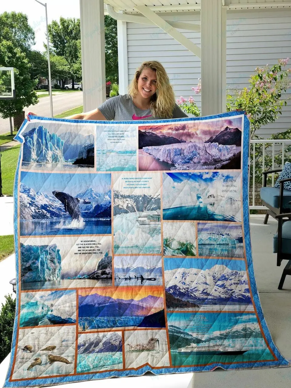Hubbard Glacier Quilt Blanket and Home Decor