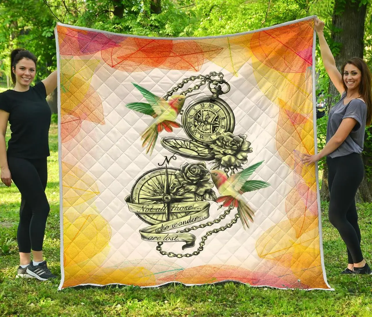Hummingbirds Art Quilt Pt022 Quilt and Home Decor