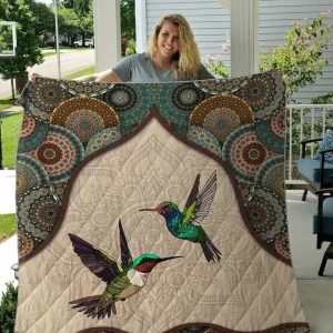 Hummingbirds Mandala Quilt and Home Decor
