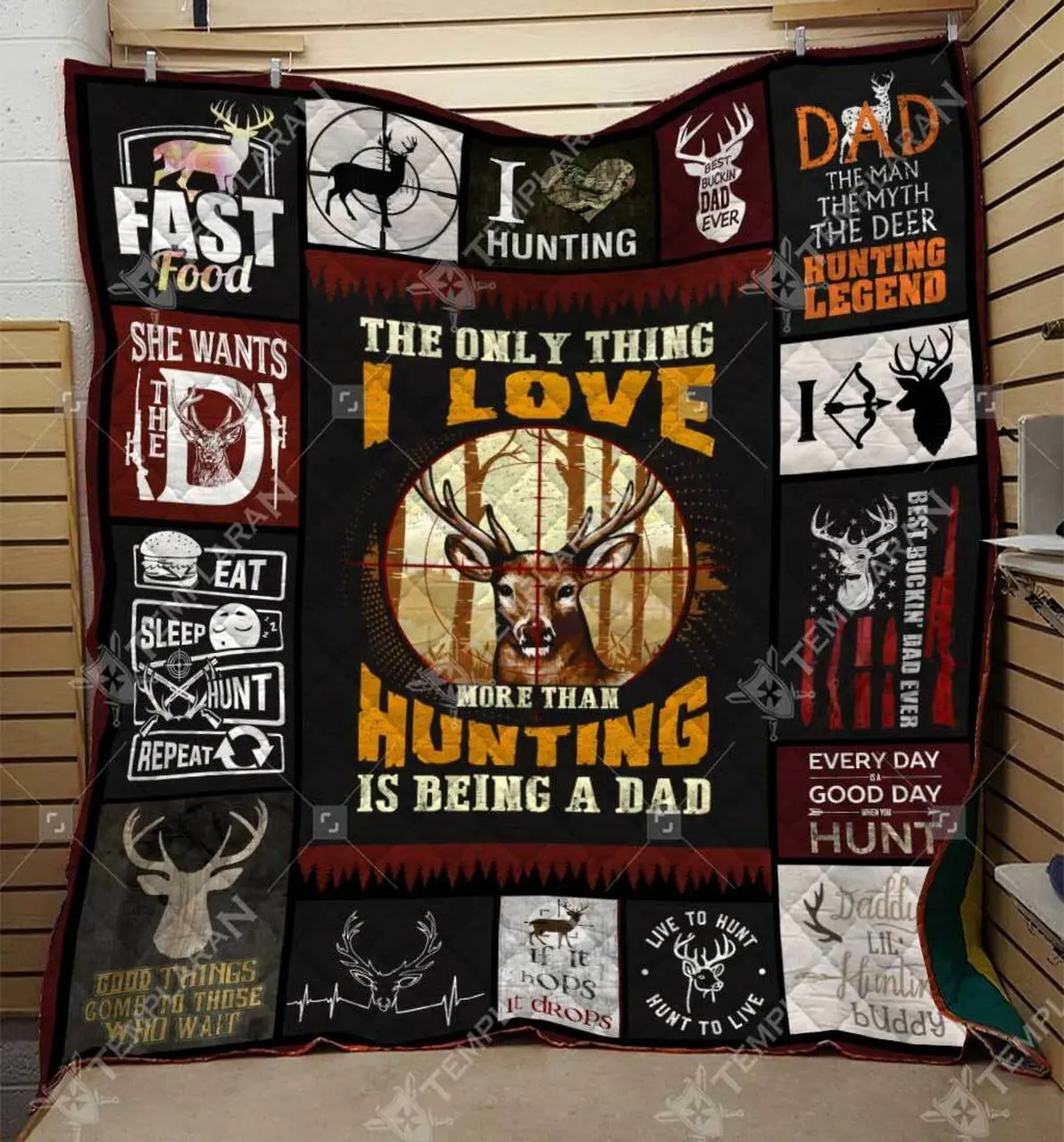 Hunting Dad Blanket Htt-Qhn00030 Quilt and Home Decor