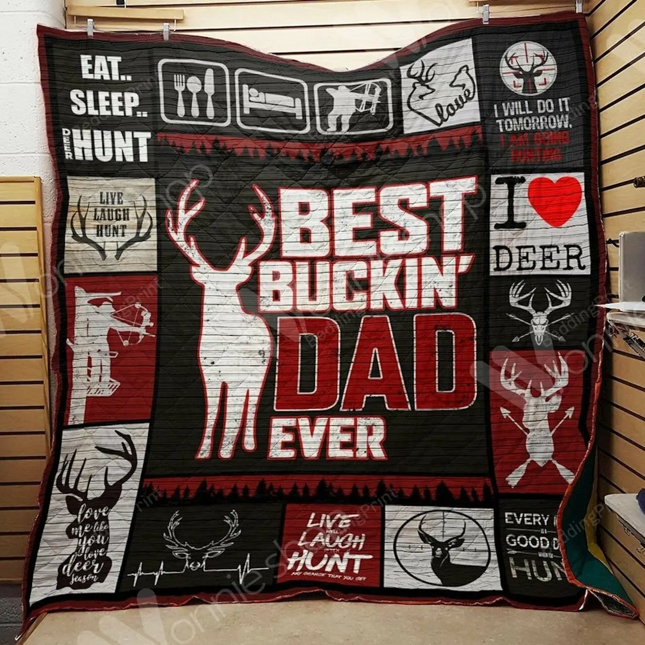 Hunting Dad Quilt Blanket and Home Decor