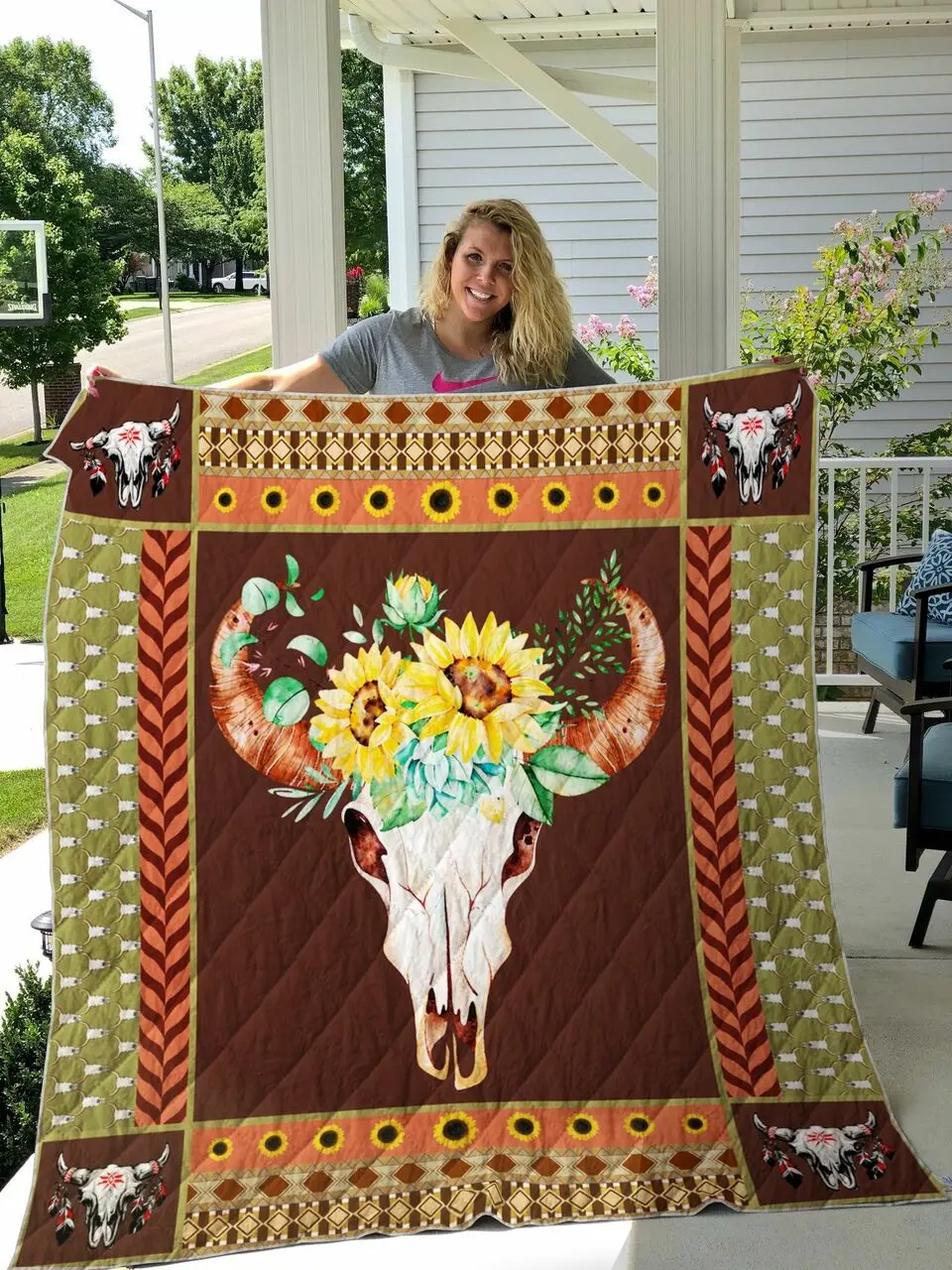 Hunting Sunflower Quilt Blanket and Home Decor