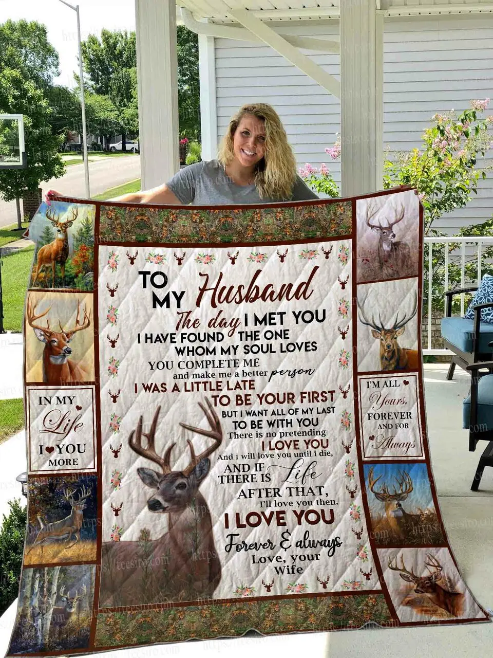 Husband – Deer Quilt Blanket 01 and Home Decor