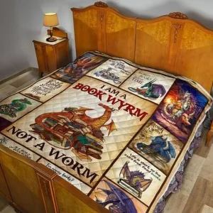 I Am A Book Wyrm Not A Worm 3D Customized Quilt and Home Decor