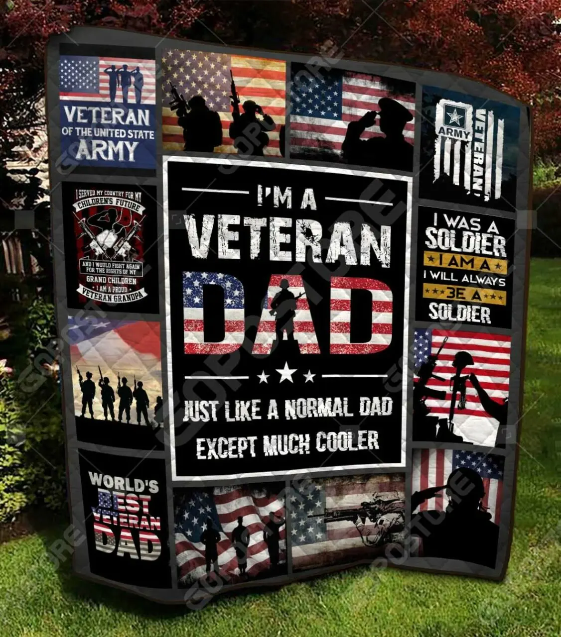 I Am A Veteran Dad Like Quilt Blanket and Home Decor