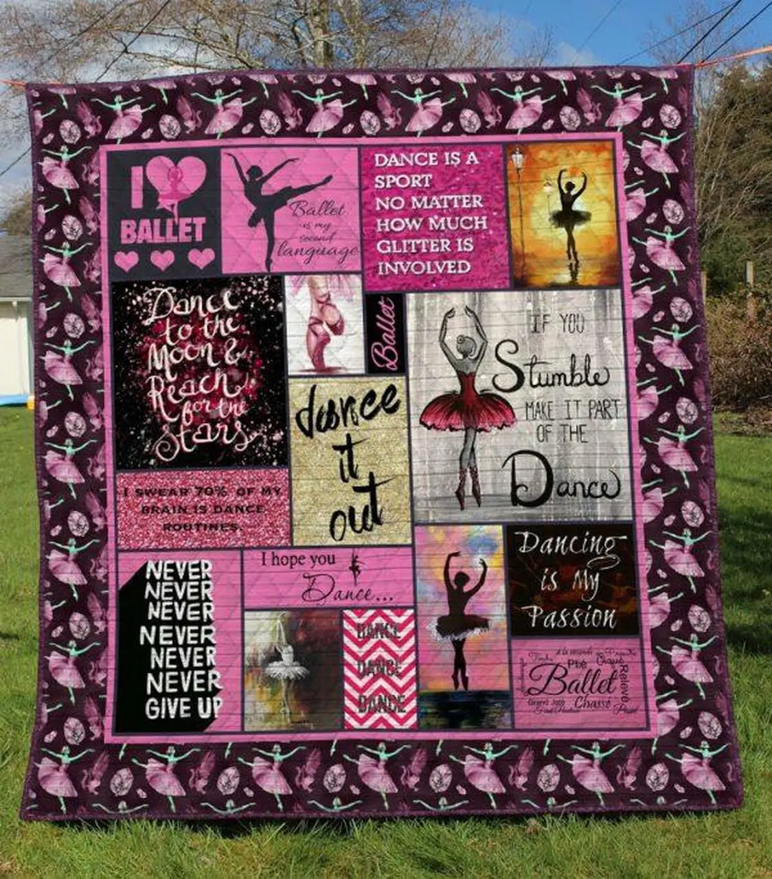 I Love Ballet Quilt Blanket Quilt and Home Decor